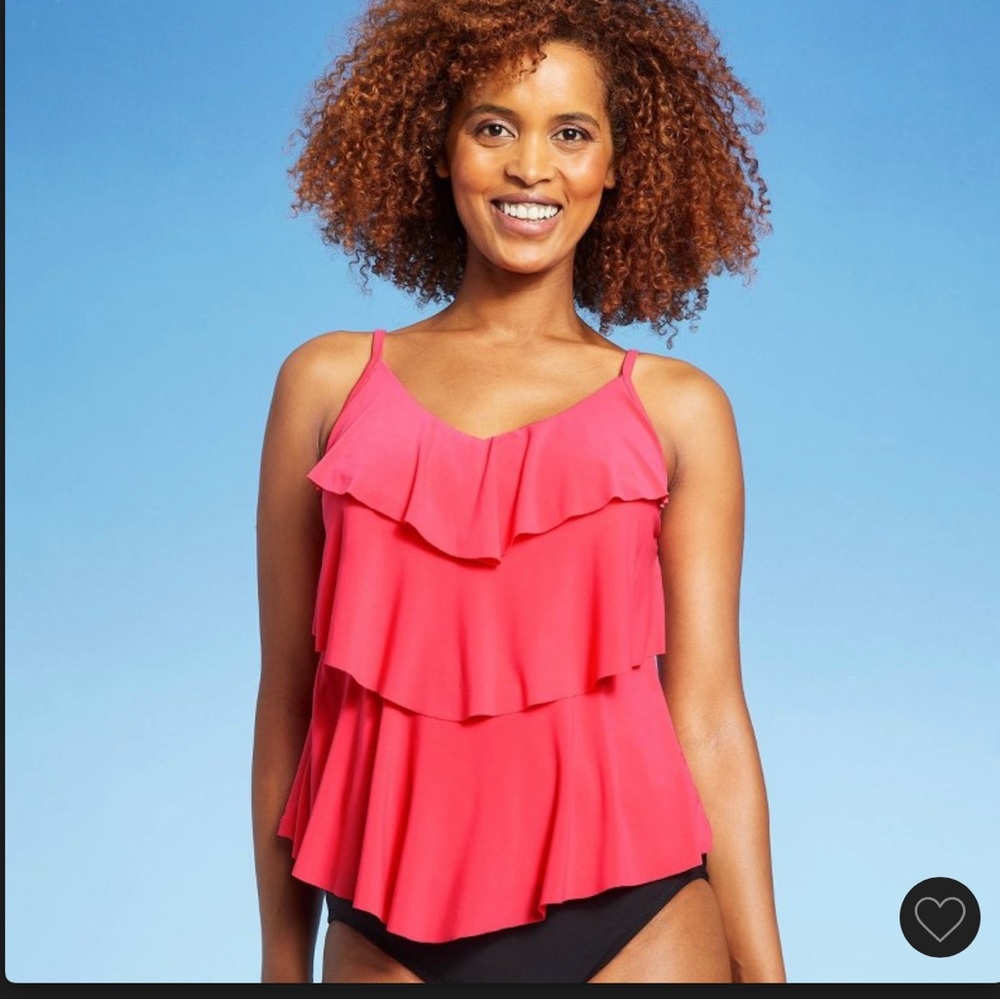 NWOT Aqua Green Coral tiered ruffle tankini